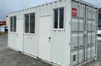 20ft shipping container with personnel access doors and window modifications from Container Traders
