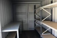 Shelves inside Container shed