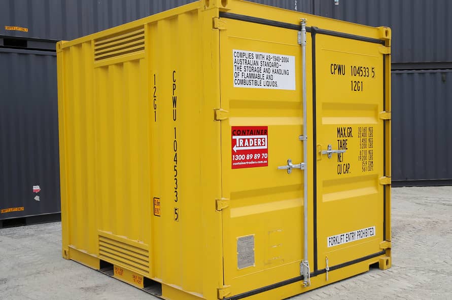 10ft Dangerous Goods Shipping Container side view from Container Traders