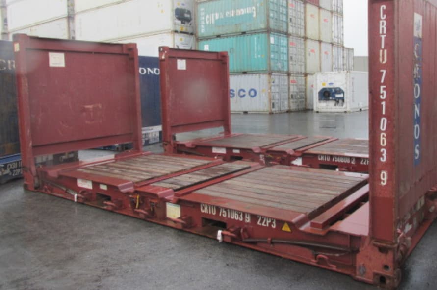 20ft shipping container flat rack with collapsible ends from Container Traders