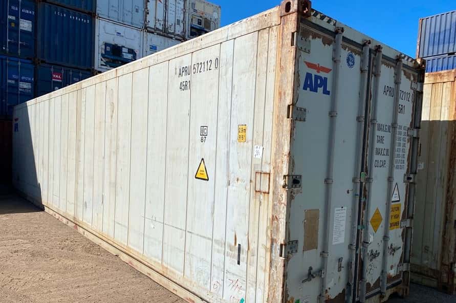 40ft Used Cargo Worthy High Cube Refrigerated Shipping Container side view from Container Traders