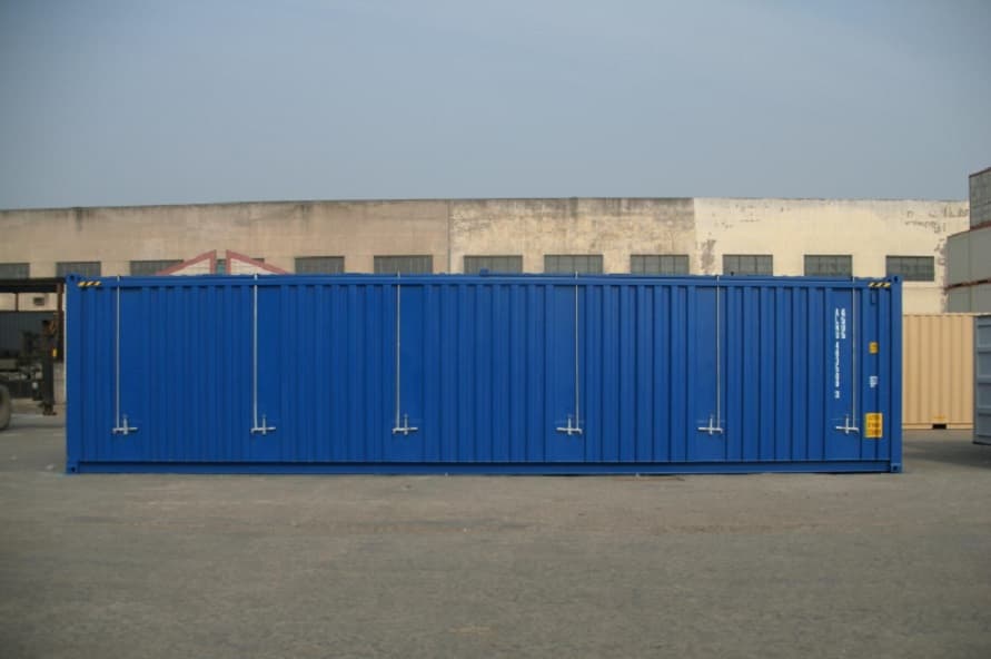 40ft high cube open top shipping container side view from Container Traders