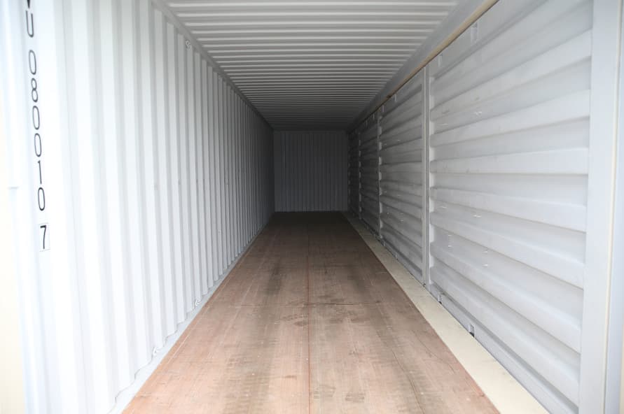 40ft High Cube Side Opening Shipping Container internal view from Container Traders