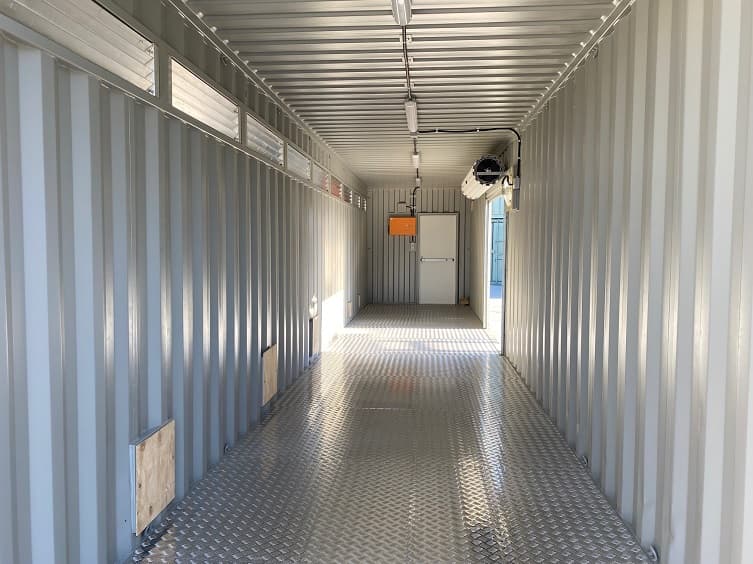 Blower customised shipping container internal from Container Traders