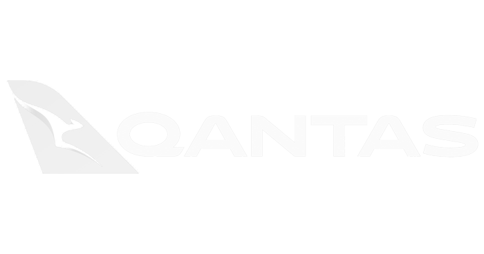 Qantas Logo in white letters and transparent background